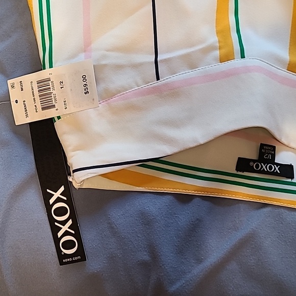 XOXO Womens Juniors Size 1/2 Wide Leg Side Zip Striped Pants NWT - Picture 3 of 10